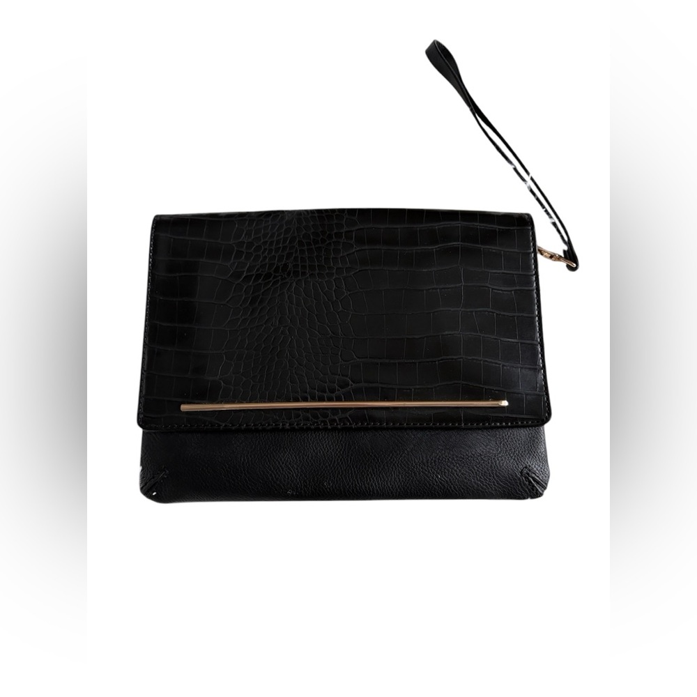 Women’s Aldo Black Faux Leather Clutch/ Wallet on Chain